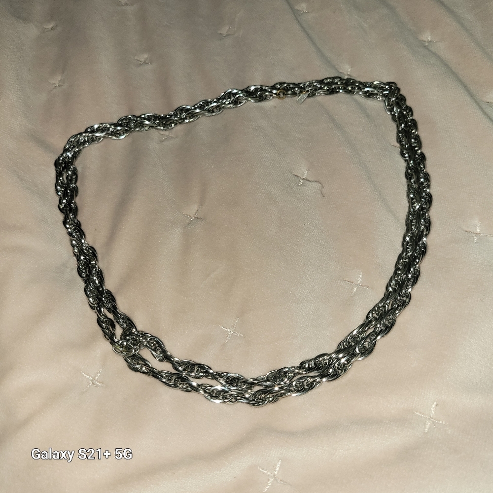Classic Monet silver tone rope necklace